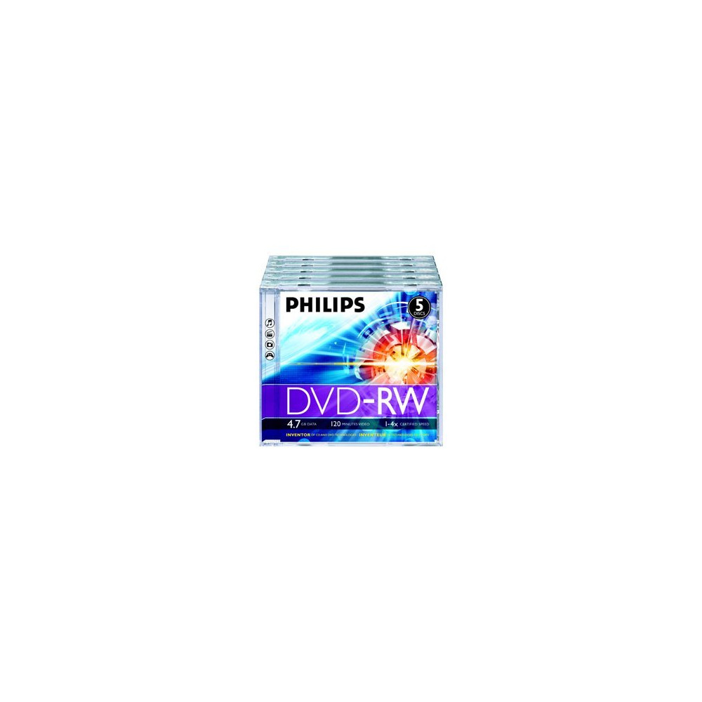 Produktbild för Philips DN4S4J05F - DVD-RW x 5 - 4.7 GB - lagringsmedier