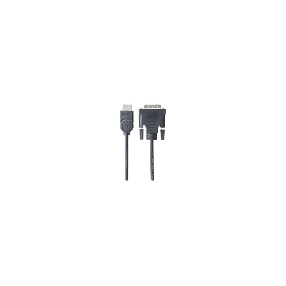 Produktbild för Manhattan HDMI to DVI-D 24+1 Cable, 1.8m, Male to Male, Black, Dual Link, Compatible with DVD-D, Lifetime Warranty, Polybag - adapterkabel - HDMI / DVI - 1.8 m