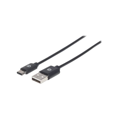Manhattan Manhattan USB-C to USB-A Cable, 1m, Male to Male, Black, 480 Mbps (USB 2.0), Hi-Speed USB, Lifetime Warranty, Polybag - USB typ C-kabel - USB-C till USB - 1 m