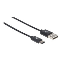 Produktbild för Manhattan USB-C to USB-A Cable, 1m, Male to Male, Black, 480 Mbps (USB 2.0), Hi-Speed USB, Lifetime Warranty, Polybag - USB typ C-kabel - USB-C till USB - 1 m