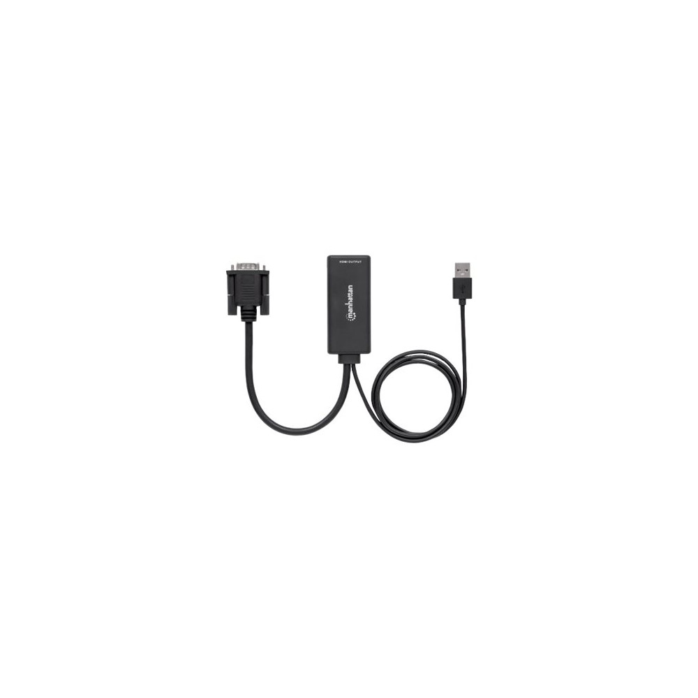 Produktbild för Manhattan VGA and USB-A to HDMI Converter, Analog VGA Video and USB Audio to Digital HDMI Signal, 1920x1080, 1080p@60Hz, 24-bit colour, 1.65 Gbps / 165 MHz, Three Year Warranty, Blister - adapterkabel - HDMI / VGA / USB - 1 m