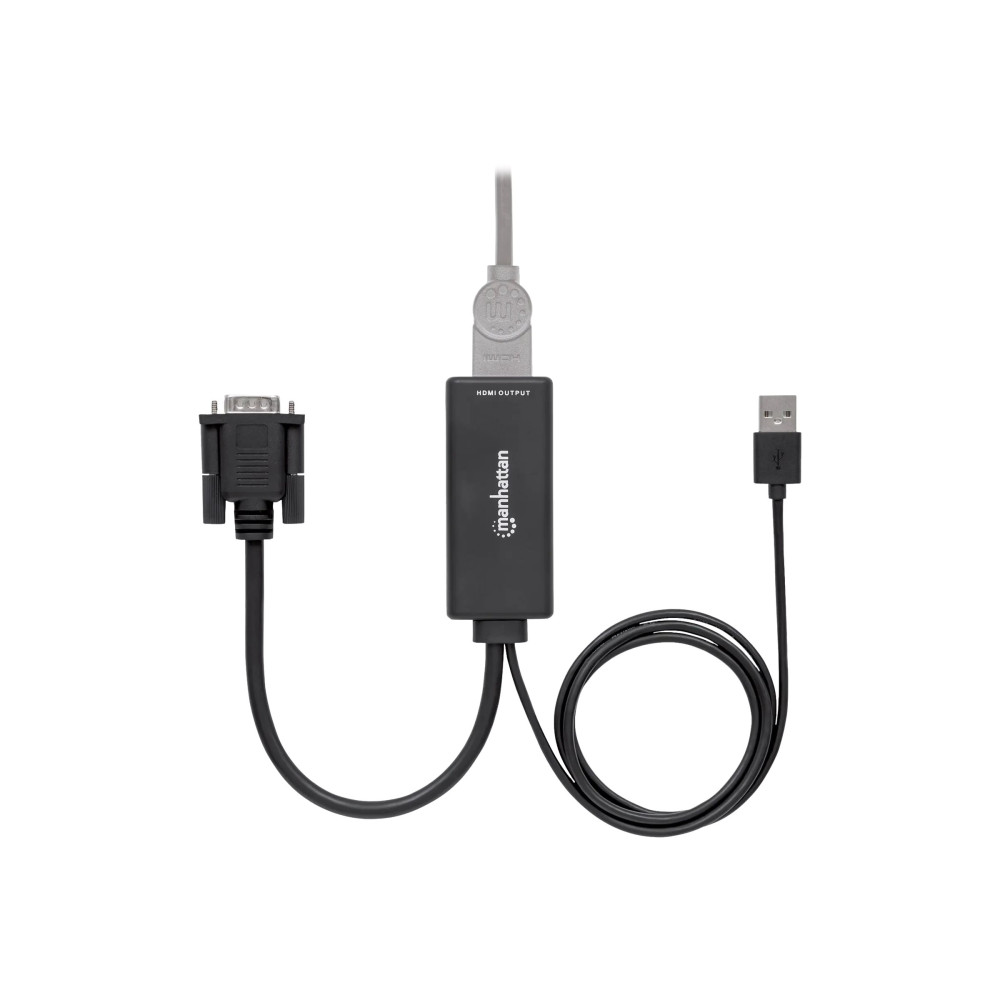 Produktbild för Manhattan VGA and USB-A to HDMI Converter, Analog VGA Video and USB Audio to Digital HDMI Signal, 1920x1080, 1080p@60Hz, 24-bit colour, 1.65 Gbps / 165 MHz, Three Year Warranty, Blister - adapterkabel - HDMI / VGA / USB - 1 m