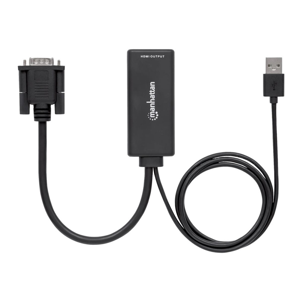Produktbild för Manhattan VGA and USB-A to HDMI Converter, Analog VGA Video and USB Audio to Digital HDMI Signal, 1920x1080, 1080p@60Hz, 24-bit colour, 1.65 Gbps / 165 MHz, Three Year Warranty, Blister - adapterkabel - HDMI / VGA / USB - 1 m