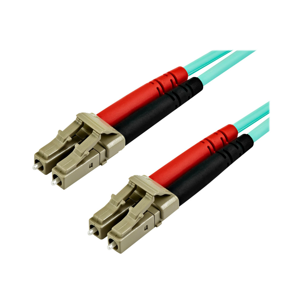 Produktbild för StarTech.com 10 m OM4 LC to LC Multimode Duplex Fiber Optic Patch Cable- Aqua - 50/125 - Fiber Optic Cable - 40/100Gb - LSZH (450FBLCLC10) - patch-kabel - 10 m - 10 m - havsblå