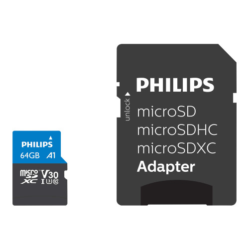 Philips Philips Ultra Pro FM64MP65B - flash-minneskort - 64 GB - microSDXC