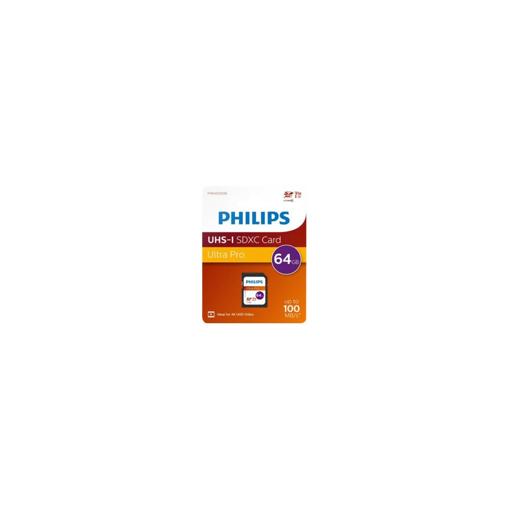 Produktbild för Philips Ultra Pro FM64SD65B - flash-minneskort - 64 GB - SDXC UHS-I