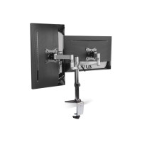 Produktbild för LogiLink Dual monitor desk mount monteringssats - justerbar arm - för 2 monitorer - grå-metallic