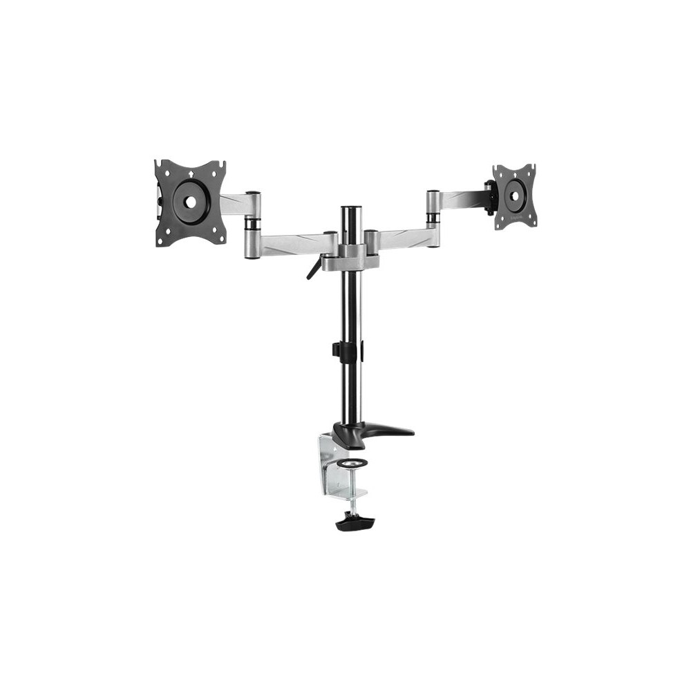 Produktbild för LogiLink Dual monitor desk mount monteringssats - justerbar arm - för 2 monitorer - grå-metallic