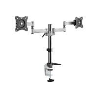Produktbild för LogiLink Dual monitor desk mount monteringssats - justerbar arm - för 2 monitorer - grå-metallic