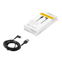 Produktbild för StarTech.com 2m tålig USB-A till Blixtkabel - svart 90° högervinkad, robust aramidfiber USB typ A till Blixtuppladdning/synkron sladd - Apple MFi-certifierad - iPhone - Lightning-kabel - Lightning / USB - 2 m