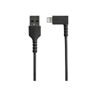 Produktbild för StarTech.com 2m tålig USB-A till Blixtkabel - svart 90° högervinkad, robust aramidfiber USB typ A till Blixtuppladdning/synkron sladd - Apple MFi-certifierad - iPhone - Lightning-kabel - Lightning / USB - 2 m
