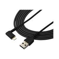 Produktbild för StarTech.com 2m tålig USB-A till Blixtkabel - svart 90° högervinkad, robust aramidfiber USB typ A till Blixtuppladdning/synkron sladd - Apple MFi-certifierad - iPhone - Lightning-kabel - Lightning / USB - 2 m
