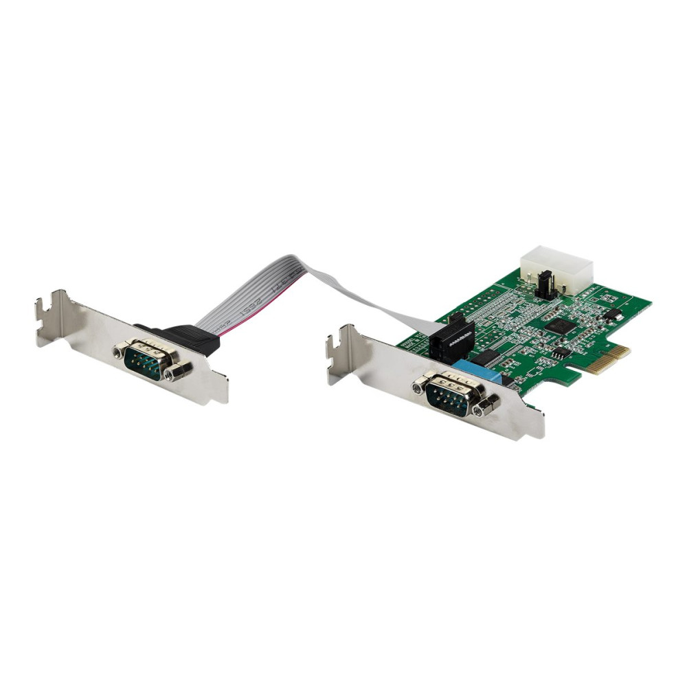 Produktbild för Startech 2-portars PCI Express RS232-seriellt adapterkort - PCIe RS232-seriellt värdstyrenhetskort - PCIe till seriell DB9 - 16950 UART - Expansionskort med låg profil - Windows & Linux - seriell adapter - PCI Express x1 - RS-232 x 2