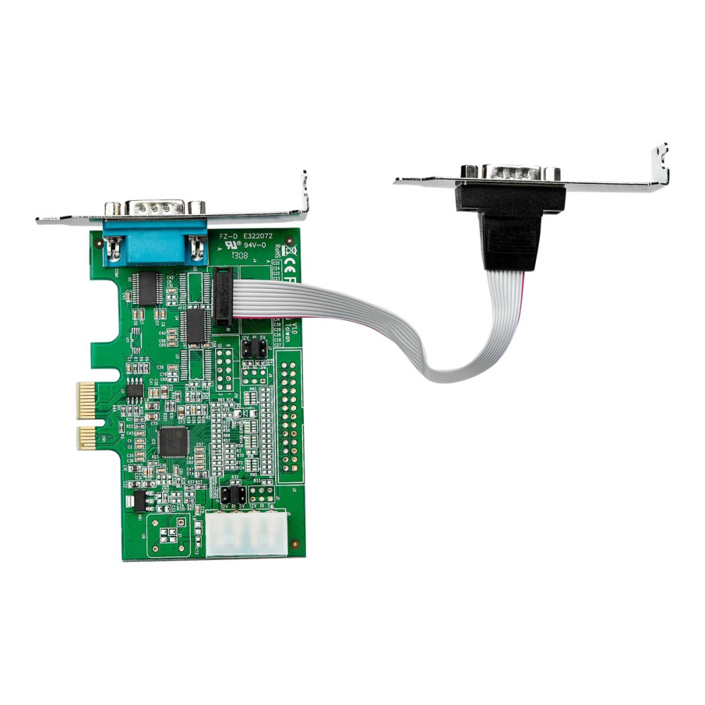 Produktbild för Startech 2-portars PCI Express RS232-seriellt adapterkort - PCIe RS232-seriellt värdstyrenhetskort - PCIe till seriell DB9 - 16950 UART - Expansionskort med låg profil - Windows & Linux - seriell adapter - PCI Express x1 - RS-232 x 2