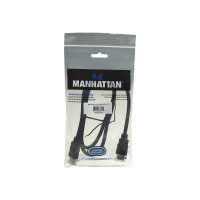 Produktbild för Manhattan HDMI Cable with Ethernet, 4K@30Hz (High Speed), 1m, Male to Male, Black, Ultra HD 4k x 2k, Fully Shielded, Gold Plated Contacts, Lifetime Warranty, Polybag - HDMI-kabel med Ethernet - 1 m