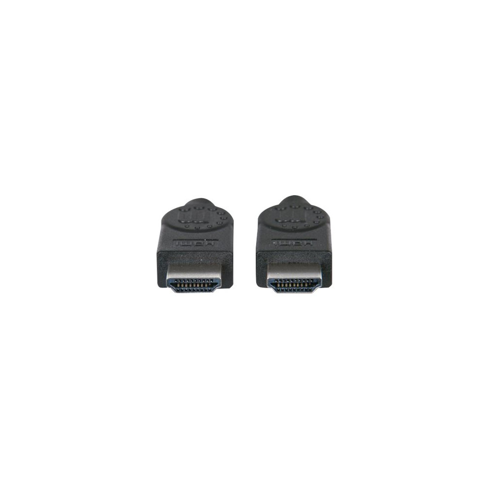 Produktbild för Manhattan HDMI Cable with Ethernet, 4K@30Hz (High Speed), 1m, Male to Male, Black, Ultra HD 4k x 2k, Fully Shielded, Gold Plated Contacts, Lifetime Warranty, Polybag - HDMI-kabel med Ethernet - 1 m