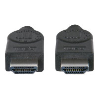 Produktbild för Manhattan HDMI Cable with Ethernet, 4K@30Hz (High Speed), 1m, Male to Male, Black, Ultra HD 4k x 2k, Fully Shielded, Gold Plated Contacts, Lifetime Warranty, Polybag - HDMI-kabel med Ethernet - 1 m