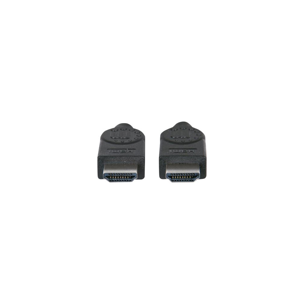 Produktbild för Manhattan HDMI Cable, 4K@30Hz (High Speed), 1m, Male to Male, Black, Ultra HD 4k x 2k, Fully Shielded, Gold Plated Contacts, Lifetime Warranty, Polybag - HDMI-kabel - 1 m