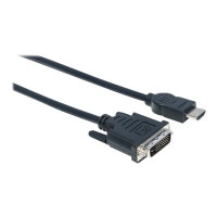 Produktbild för Manhattan HDMI to DVI-D 24+1 Cable, 3m, Male to Male, Black, Dual Link, Compatible with DVD-D, Lifetime Warranty, Polybag - adapterkabel - HDMI / DVI - 3 m