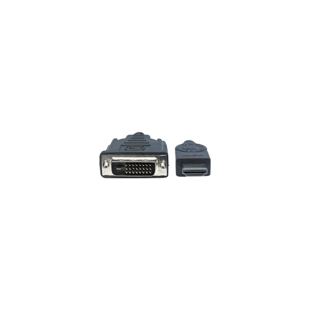Produktbild för Manhattan HDMI to DVI-D 24+1 Cable, 3m, Male to Male, Black, Dual Link, Compatible with DVD-D, Lifetime Warranty, Polybag - adapterkabel - HDMI / DVI - 3 m