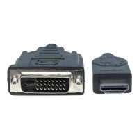 Produktbild för Manhattan HDMI to DVI-D 24+1 Cable, 3m, Male to Male, Black, Dual Link, Compatible with DVD-D, Lifetime Warranty, Polybag - adapterkabel - HDMI / DVI - 3 m