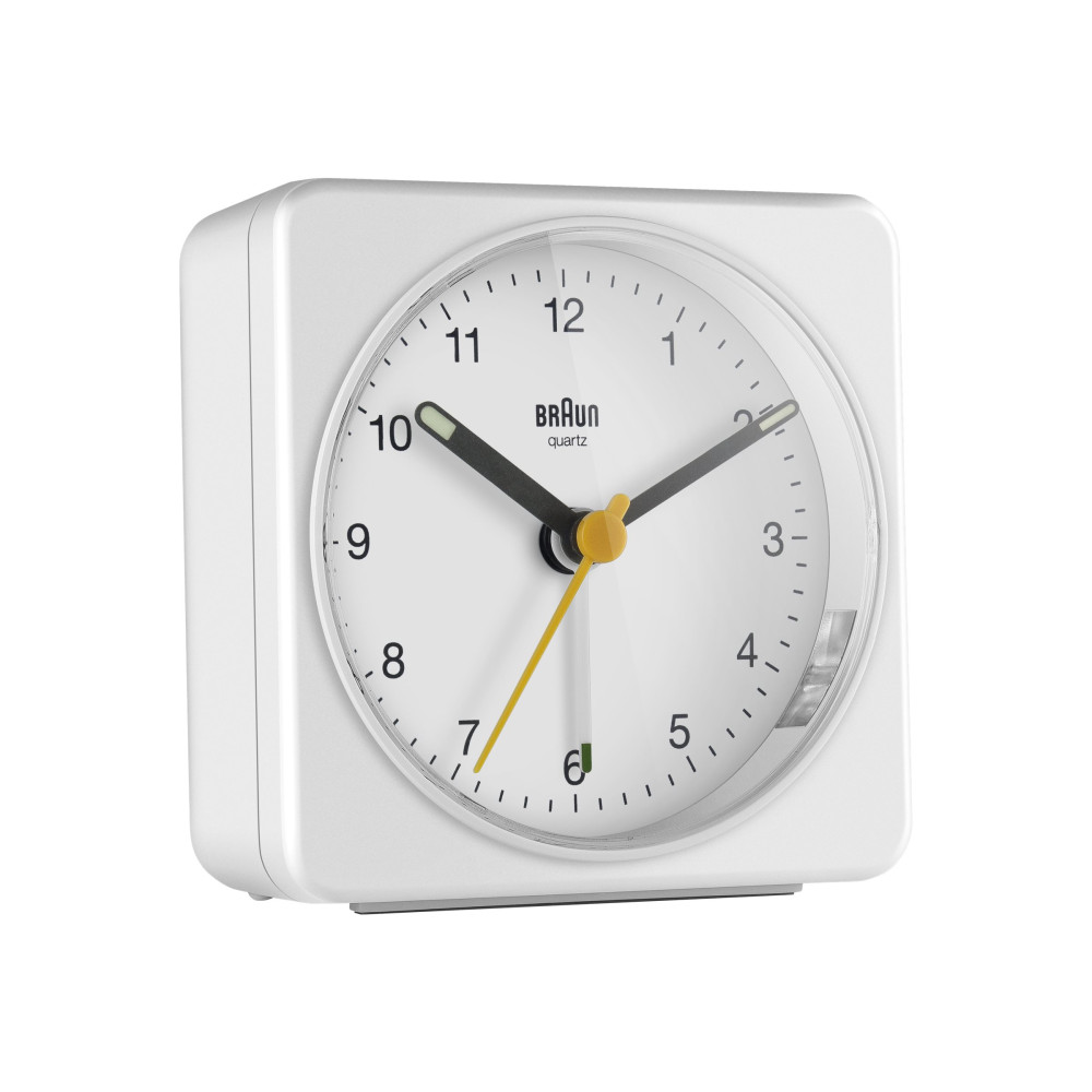 Produktbild för Braun BC03W - väckarklocka - kvadrat - kvarts - skrivbord - vit