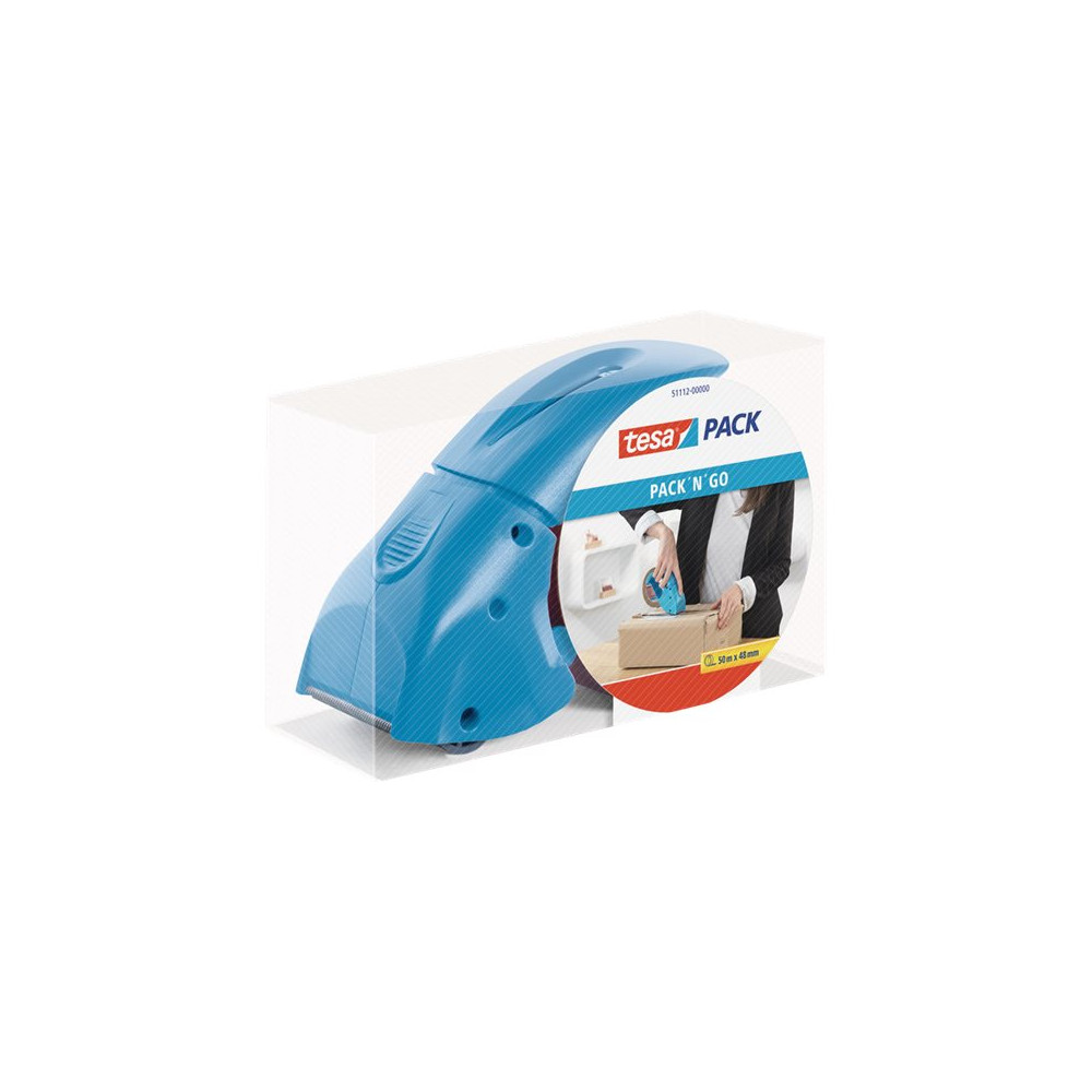 Produktbild för Tesapack Pack' n' Go - dispenser med förpackningstejp - 48 mm x 50 m - blå dispenser
