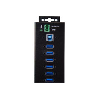 Produktbild för StarTech.com USB 3.0-hubb med 10 portar och nätadapter - Industriell USB-A-hubb i metall med ESD- och 350 W överspänningsskydd - Monterbar på DIN-skena/vägg/skrivbord - Höghastighets USB 3.1 Gen 1 5 Gbps-hubb - hubb - 10 portar - TAA-kompatibel
