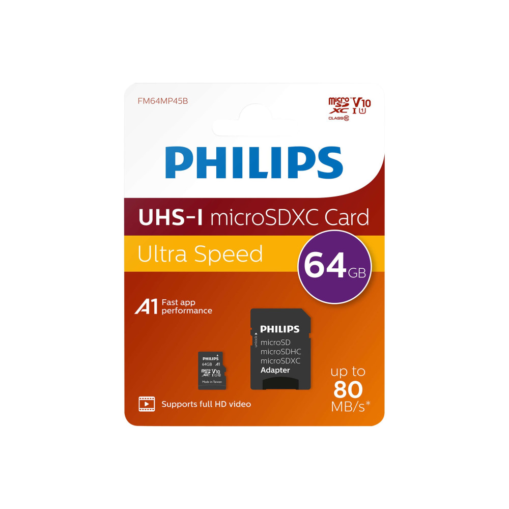 Produktbild för Philips FM64MP45B - flash-minneskort - 64 GB - SDXC