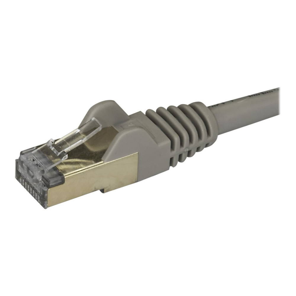 Produktbild för StarTech.com 1m CAT6A Ethernet Cable, 10 Gigabit Shielded Snagless RJ45 100W PoE Patch Cord, CAT 6A 10GbE STP Network Cable w/Strain Relief, Grey, UL Certified Wiring/TIA - Category 6A - 26AWG (6ASPAT1MGR) - patch-kabel - 1 m - grå