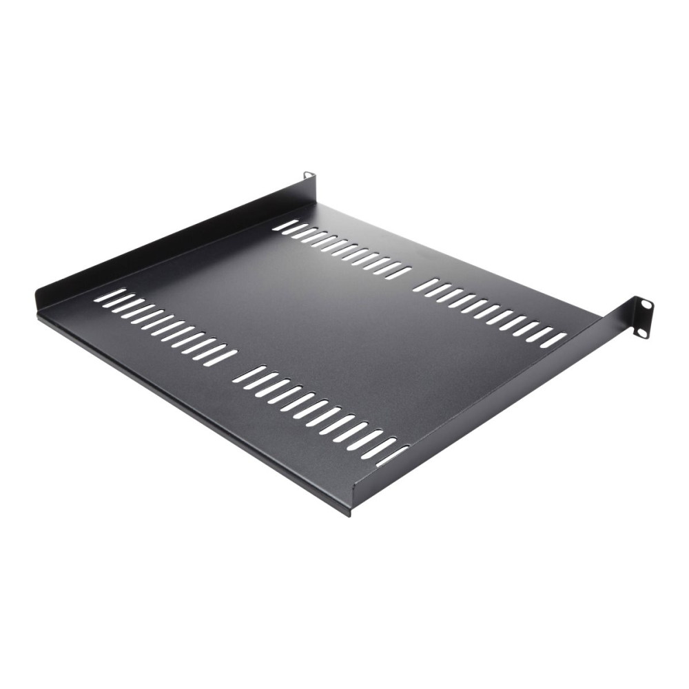 Produktbild för Startech 1U serverrackhylla - Universell ventilerad fribärande serverhylla med rackfäste för 19-tums nätverksutrustning i rack och skåp - Kraftigt stål - Viktkapacitet 20 kg - 41 cm djup hylla, svart - hylla för rack - 1U