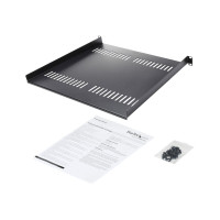 Produktbild för Startech 1U serverrackhylla - Universell ventilerad fribärande serverhylla med rackfäste för 19-tums nätverksutrustning i rack och skåp - Kraftigt stål - Viktkapacitet 20 kg - 41 cm djup hylla, svart - hylla för rack - 1U