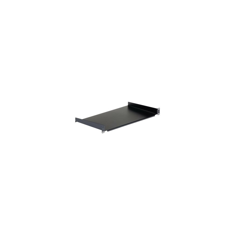 Produktbild för StarTech.com 1U Fast serverhylla med rackfäste - 25 cm djupt universellt, fribärande fack i stål för 19-tums AV/nätverksutrustningsrack och skåp - Kraftigt stål - Viktkapacitet 20 kg, svart - hylla för rack - 1U