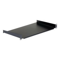 Produktbild för StarTech.com 1U Fast serverhylla med rackfäste - 25 cm djupt universellt, fribärande fack i stål för 19-tums AV/nätverksutrustningsrack och skåp - Kraftigt stål - Viktkapacitet 20 kg, svart - hylla för rack - 1U