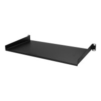 Produktbild för StarTech.com 1U Fast serverhylla med rackfäste - 25 cm djupt universellt, fribärande fack i stål för 19-tums AV/nätverksutrustningsrack och skåp - Kraftigt stål - Viktkapacitet 20 kg, svart - hylla för rack - 1U