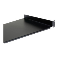 Produktbild för StarTech.com 1U Fast serverhylla med rackfäste - 25 cm djupt universellt, fribärande fack i stål för 19-tums AV/nätverksutrustningsrack och skåp - Kraftigt stål - Viktkapacitet 20 kg, svart - hylla för rack - 1U