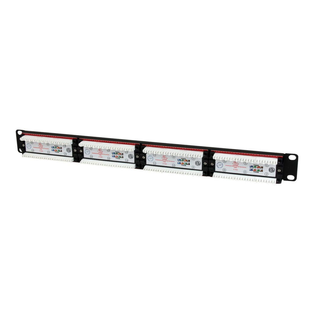 Produktbild för StarTech.com 1U hyllmonterbar Cat 6 110 patchpanel med 24 portar - patch-panel - 1U