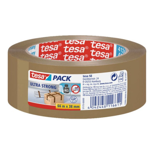 Beiersdorf Tesapack Ultra Strong förpackningstejp - 38 mm x 66 m - brun
