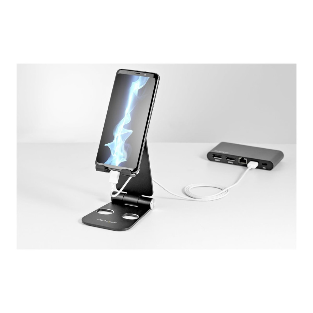 Produktbild för StarTech.com Telefon- och surfplattestativ - Universellt - Multivinkel - Hopfällbart - Svart - skrivbordsställ för mobiltelefon, surfplatta