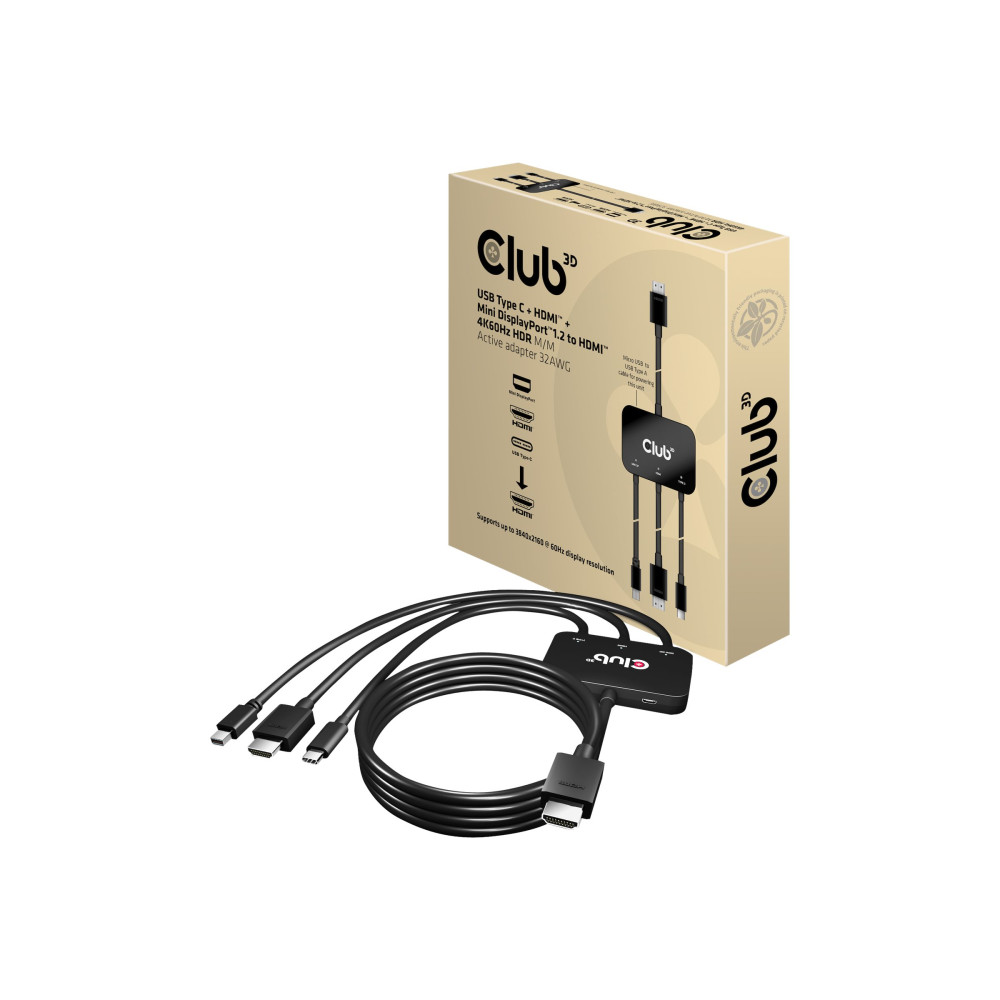 Produktbild för Club 3D CAC-1630 - adapterkabel - Mini DisplayPort / HDMI / USB - 2.355 m