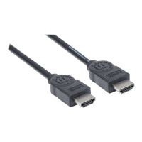 Produktbild för Manhattan HDMI Cable with Ethernet, 4K@30Hz (High Speed), 5m, Male to Male, Black, Ultra HD 4k x 2k, Fully Shielded, Gold Plated Contacts, Lifetime Warranty, Polybag - HDMI-kabel med Ethernet - 5 m