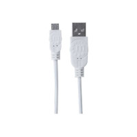 Produktbild för Manhattan USB-A to Micro-USB Cable, 1.8m, Male to Male, 480 Mbps (USB 2.0), Hi-Speed USB, White, Lifetime Warranty, Polybag - USB-kabel - USB till mikro-USB typ B - 1.8 m
