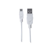 Produktbild för Manhattan USB-A to Micro-USB Cable, 1m, Male to Male, White, 480 Mbps (USB 2.0), Hi-Speed USB, Lifetime Warranty, Polybag - USB-kabel - USB till mikro-USB typ B - 1 m
