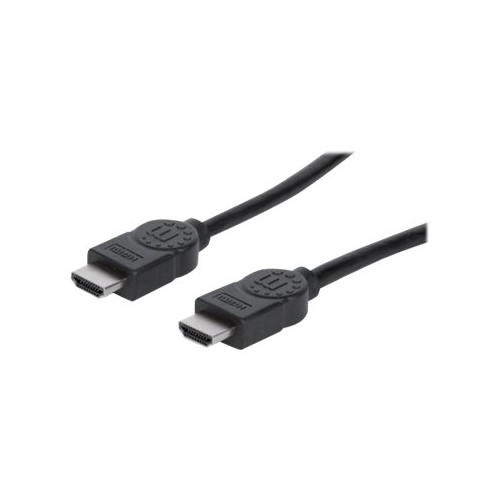 Manhattan Manhattan HDMI Cable with Ethernet, 1080p@60Hz (High Speed), 10m, Male to Male, Black, Fully Shielded, Gold Plated Contacts, Lifetime Warranty, Polybag - HDMI-kabel med Ethernet - 10 m