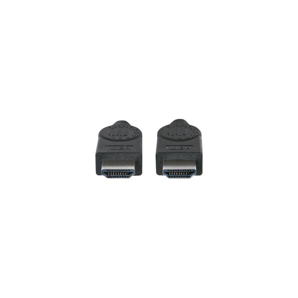 Produktbild för Manhattan HDMI Cable with Ethernet, 1080p@60Hz (High Speed), 10m, Male to Male, Black, Fully Shielded, Gold Plated Contacts, Lifetime Warranty, Polybag - HDMI-kabel med Ethernet - 10 m