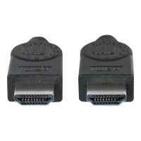Produktbild för Manhattan HDMI Cable with Ethernet, 1080p@60Hz (High Speed), 10m, Male to Male, Black, Fully Shielded, Gold Plated Contacts, Lifetime Warranty, Polybag - HDMI-kabel med Ethernet - 10 m