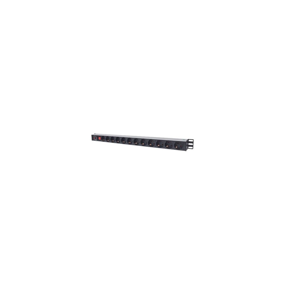 Produktbild för Intellinet Vertical Rackmount 12-Way Power Strip - German Type, With On/Off Switch and Overload Protection, 1.6m Power Cord - effektband