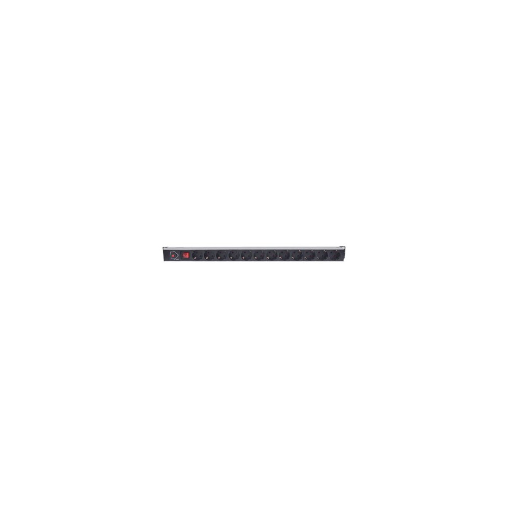 Produktbild för Intellinet Vertical Rackmount 12-Way Power Strip - German Type, With On/Off Switch and Overload Protection, 1.6m Power Cord - effektband