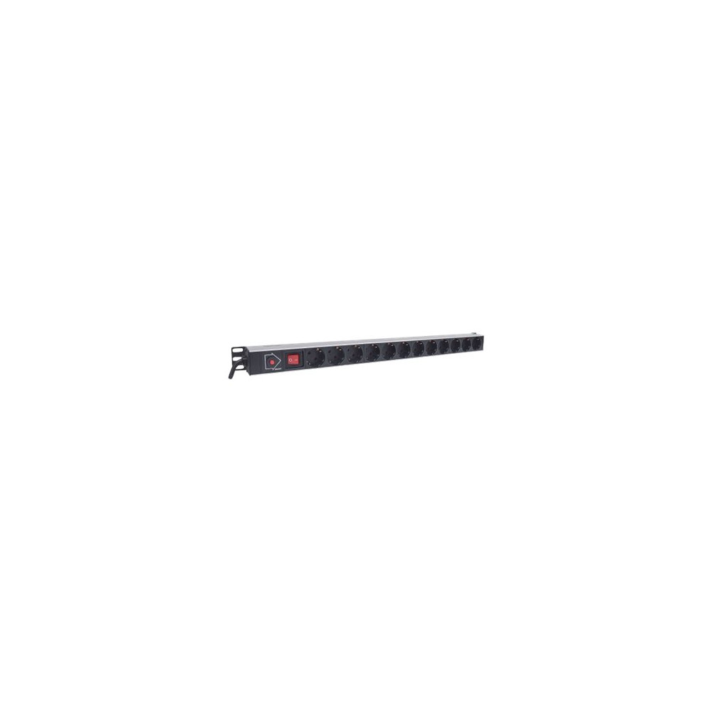 Produktbild för Intellinet Vertical Rackmount 12-Way Power Strip - German Type, With On/Off Switch and Overload Protection, 1.6m Power Cord - effektband