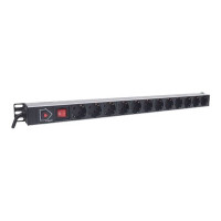 Produktbild för Intellinet Vertical Rackmount 12-Way Power Strip - German Type, With On/Off Switch and Overload Protection, 1.6m Power Cord - effektband
